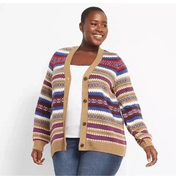 Lane Bryant Striped Fair Isle Cardigan in line new condition condition size18/20 - Picture 2 of 10